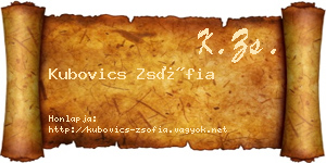 Kubovics Zsófia névjegykártya